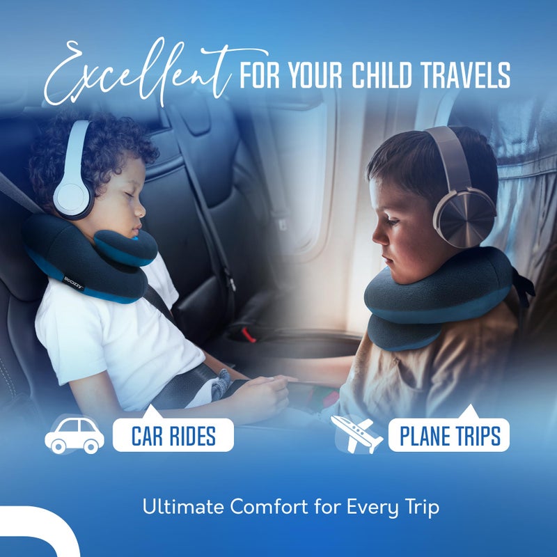 BCOZZY Kids Travel Neck Pillow (8-12 Y/O)- Patented Soft Child Pillow for Head & Chin Support in Car, Airplane, and Road Trip Sleeping. Adjustable Size. Carry Bag. Fully Washable. Medium, Light Purple - Image 4